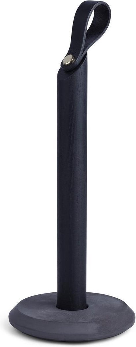 GEJST Design - GRAB - Zwarte keukenrolhouder van eiken, leer en beton - Ø15xh35cm