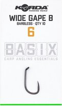 Korda Basix Wide Gape - Barbless - Haak - Maat 6 - Grijs