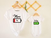 Lykke Matching t-shirt Mommy & Baby Bttery t-shirt  wit Kraamcadeau Katoen