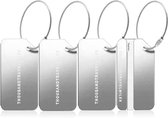 Thousandtravelmiles® – Aluminium Bagagelabel Zilver – Kofferlabel – Bagagelabel voor koffers en tassen – Reislabel voor bagage – Adreslabels – 4 stuks – Zilver