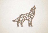 Line Art - Wolf 5 - XS - 25x29cm - Eiken - geometrische wanddecoratie