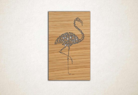 Line Art - Flamingo vierkant - S - 60x37cm - Eiken - geometrische wanddecoratie