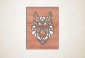 Line Art - Wolf vierkant 6 - S - 59x45cm - Multiplex - geometrische wanddecoratie