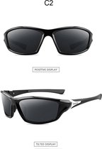 Sport/bikers zonnebril gepolariseerd UV 400 kleur Zwart