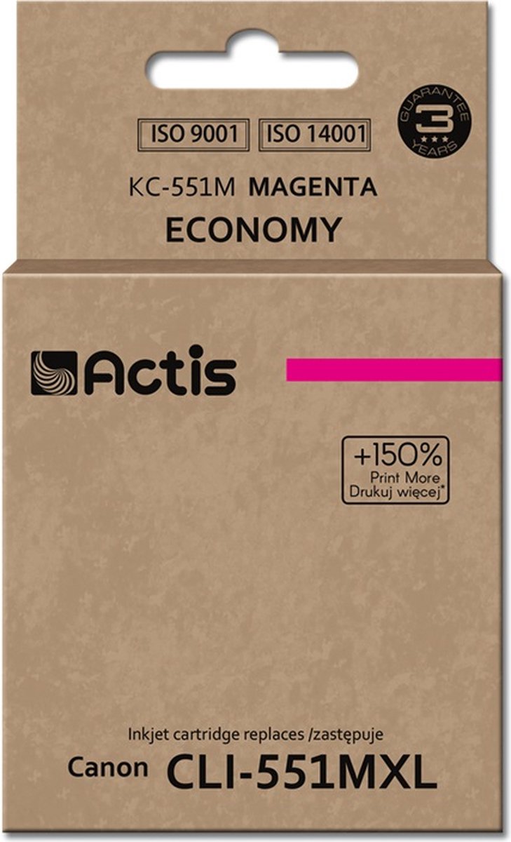 Image of Actis KC-551M-inkt (Canon CLI-551M-vervanger; standaard; 12 ml; rood)