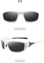 Sport/bikers zonnebril gepolariseerd UV 400  kleur wit