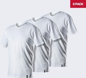 LebasQ Long fit V hals wit 3 pack, Voorgekrompen 100% Katoen Lange Pasvorm 180gsm