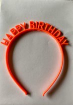 Happy birthday tiara - oranje  - jarig - feestje - diadeem verjaardag-  volwassenen - kinderen- flexibel