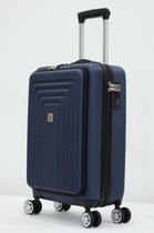 Herzberg Travel: Luxe Handbagage Koffer (56cm) - Blauw - Laptop Vak - Dubbele USB Poort - Dubbel Vergrendelingssysteem - Lichtgewicht