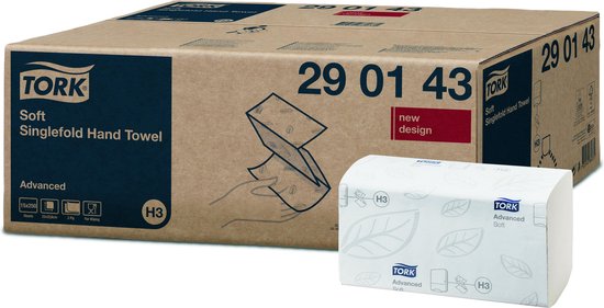 Tork Advanced Handdoek H3 V-vouw Wit 2-laags 290258 15 Stuks à 250 Vellen | Viking Direct NL