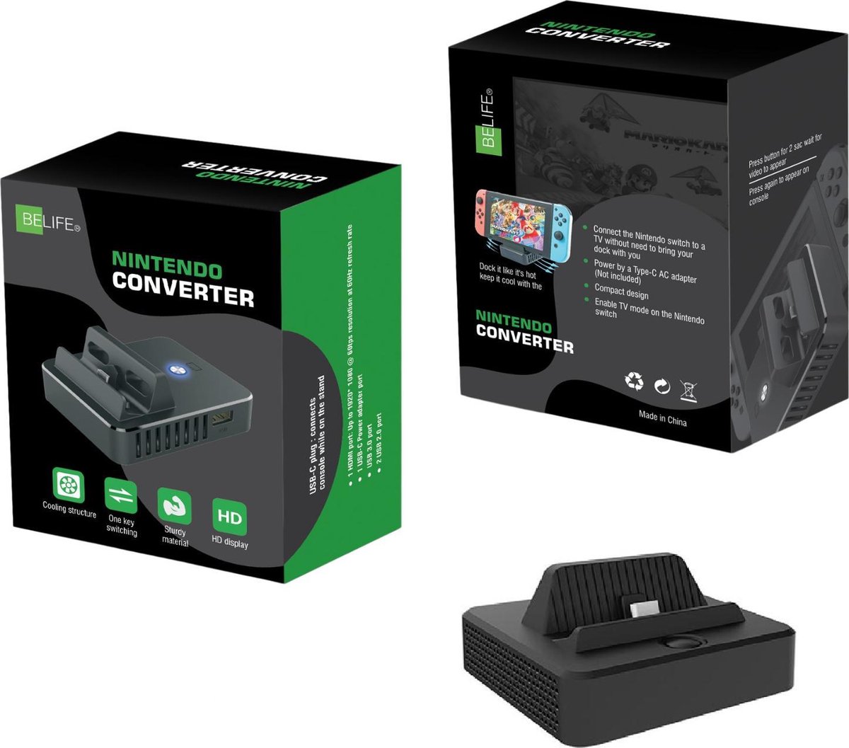 BELIFE® Video Converter Dock voor Nintendo Switch - Console Standaard Nintendo - Nintendo switch converter - USB-C naar HDMI - BELIFE