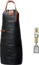 Sorprese Premium – tablier de barbecue – carreaux brun-noir – tablier de barbecue pour hommes – 100 % cuir de première qualité – y compris la spatule de barbecue jamie oliver - tablier de barbecue en cuir pour homme