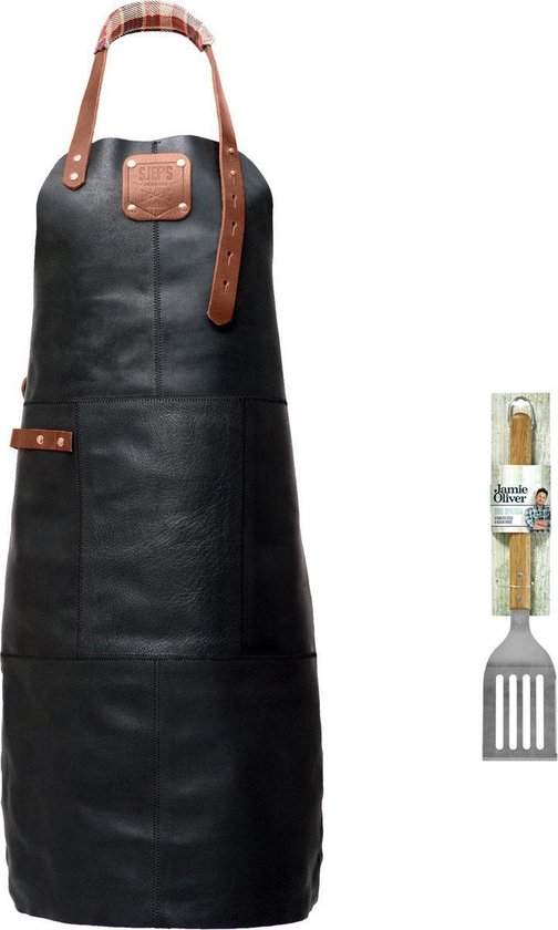 Premium – bbq schort – zwartbruin ruit – bbq schort mannen – 100% premium leder – inclusief jamie oliver bbq spatel - bbq schort leer man - Cadeau cadeau geven Premium – bbq schort – zwartbruin ruit – bbq schort mannen – 100% premium leder – inclusief jamie oliver bbq spatel - bbq schort leer man - Cadeau cadeau geven
