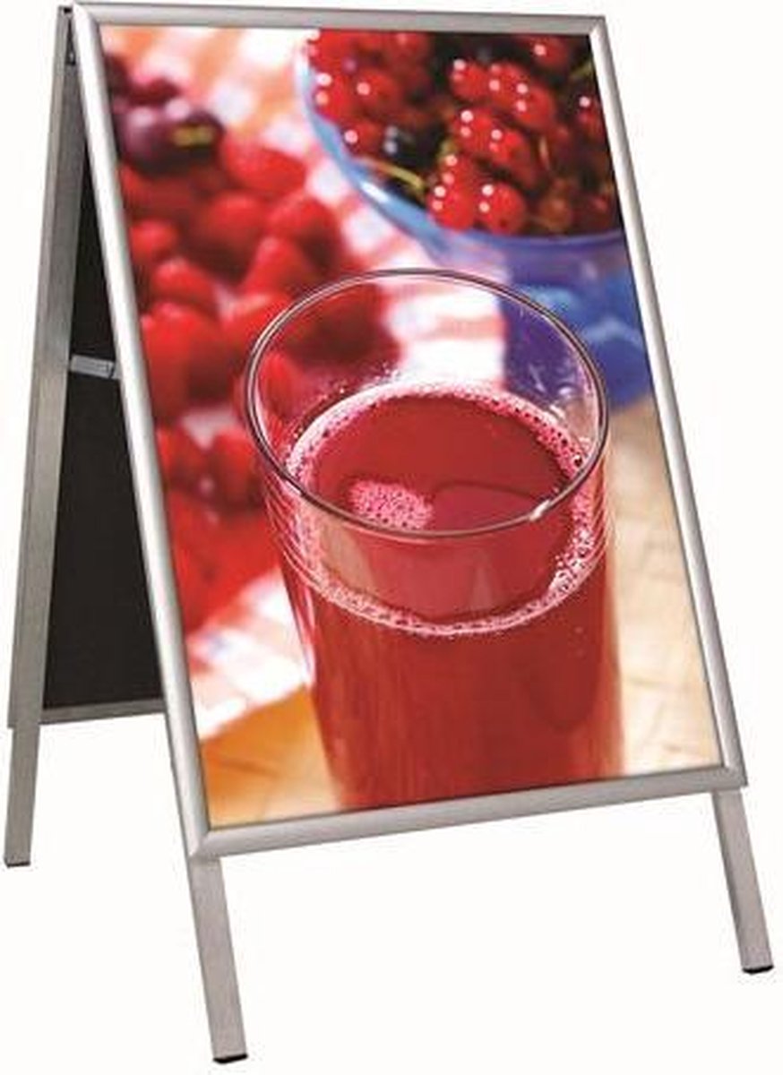 zilver Stoepbord/posterbord, Outdoor A2 SOLID-STOP