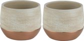 2x pots en céramique/poterie pour plante d'intérieur cuivre D18 x H14 cm - Pots pour plantes d'intérieur et plantes artificielles