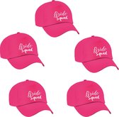 4x Roze vrijgezellenfeest petje Bride Squad sierlijk dames - Vrijgezellenfeest vrouw artikelen/ petjes