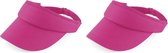 2x stuks fuchsia roze sportieve zonneklep petje voor volwassenen - Katoenen verstelbare roze zonnekleppen
