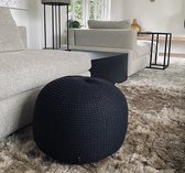 Lucy's Living poef handgebreid KNIT Black  - Ø50X35 cm - poef - kruk - wonen - stoelen