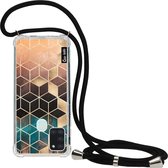 Casetastic Samsung Galaxy A21s (2020) Hoesje met koord - Lanyard Case - Ombre Dream Cubes Print