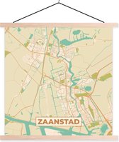 Porte-affiche avec affiche - Affiche scolaire - Carte - Zaanstad - Vintage - 120x120 cm - Lattes vierges