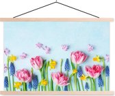 Porte-affiche avec affiche - Affiche scolaire - Nature morte - Fleurs - Printemps - 120x80 cm - Lattes vierges