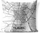 Coussin d'extérieur Weatherproof - Carte - Tilburg - Zwart - Wit - 50x50 cm