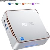 ACEPC - 4K HD - Mini Desk Computer - 6GB RAM - 128GB + 128GB SSD Opslaggeheugen - Intel J4125 - Zilver - Windows 10 Pro - incl. Office 2019 Home & Student t.w.v. €149! (Word, Excel