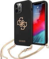 Limited Edition Guess Zwart soft touch silicone hoesje met koord iPhone 12 Pro Max