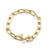 Armband Anchor Chain Pearl Goud | 18 karaat gouden plating | Messing | Schakelarmband - 21 cm | Buddha Ibiza