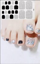 teen nagel stickers nailart zwart glitter zilver nail art sticker kalknagel verbergen teennagel H061
