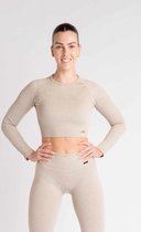 Aesthetic Wolf Ribbed Seamless - Crop Top Dames - Beige - Medium