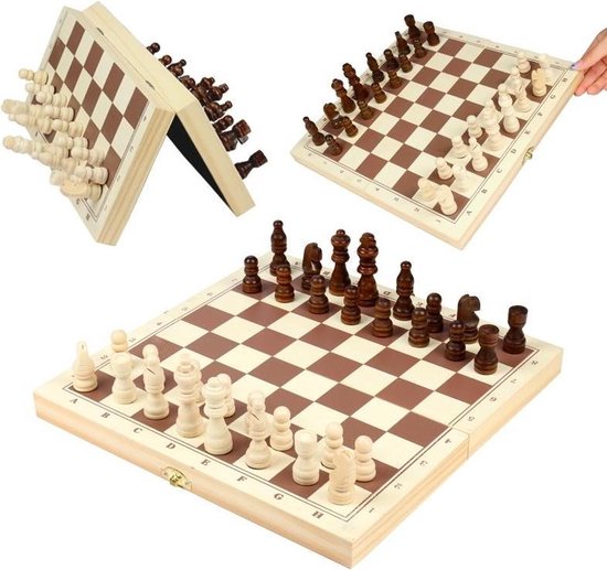 PK-Goods - Schaakbord- Met schaakstukken - Schaakspel - Opklapbaar - Magnetisch houten schaakbord