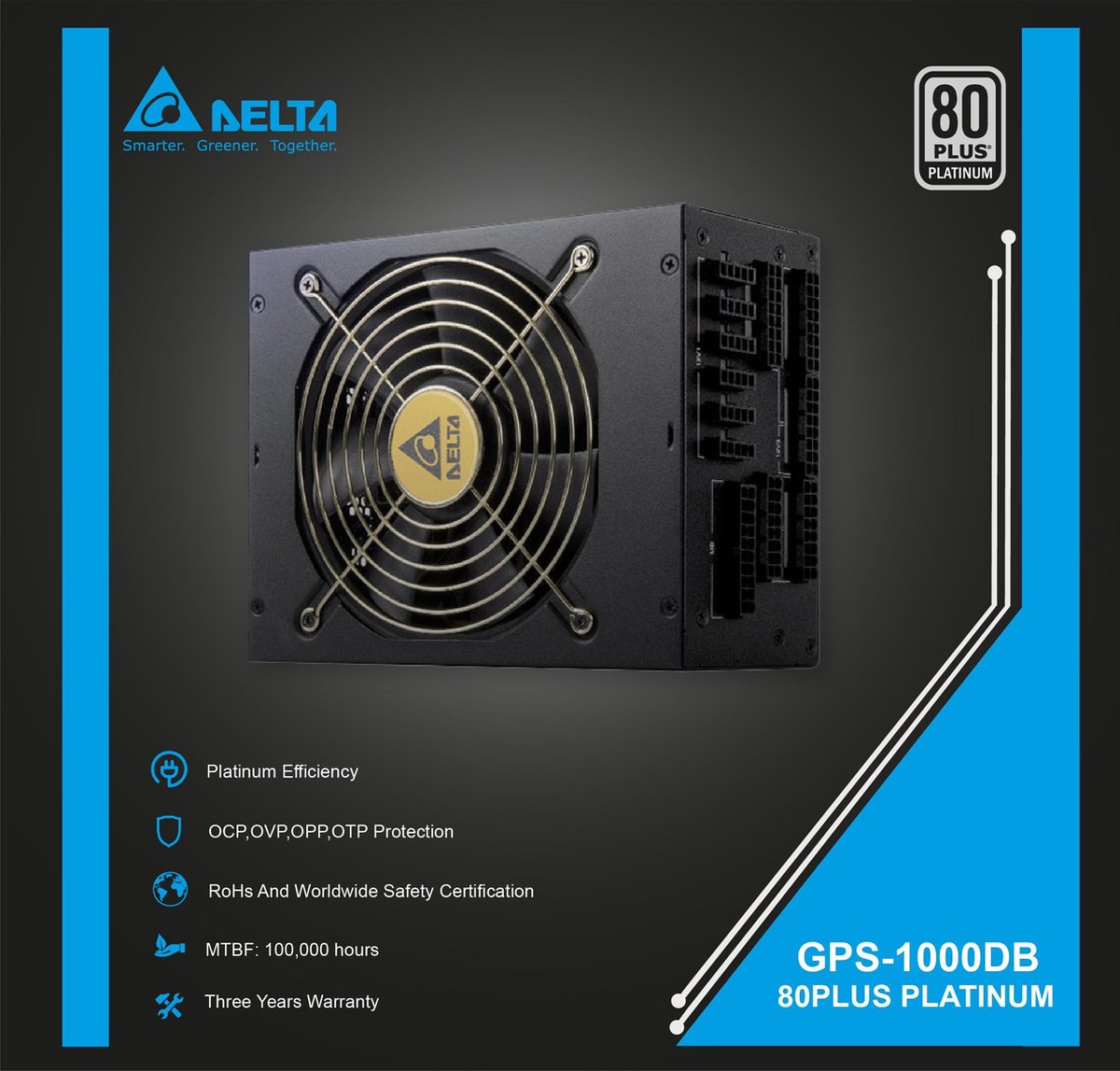 Delta Interne voeding PC Voeding PSU ATX Platinum 1000 Watt gaming power supply