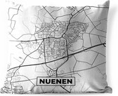 Sierkussen Buiten - Kaart - Nuenen - Zwart - Wit - 60x60 cm - Weerbestendig