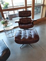 By Kohler Relax Arm Chair + Hocker 82x85x88cm Leather Brown (115320)