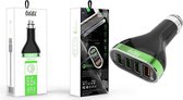 Durata 4 USB Auto Oplader - Zwart groenDR-C10 - 6.6A MET FASTE CABLE