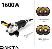 Dakta® Elektrische Haakse Slijper | Slijpen Machine | Slijpers 125 mm Hoek | 1600 W | Metaal / Hout