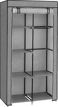 Segenn's Kledingkast - Garderobe - stoffen kast - 2 kledingroedes -  6 planken - 88 x 45 x 168 cm - grijs
