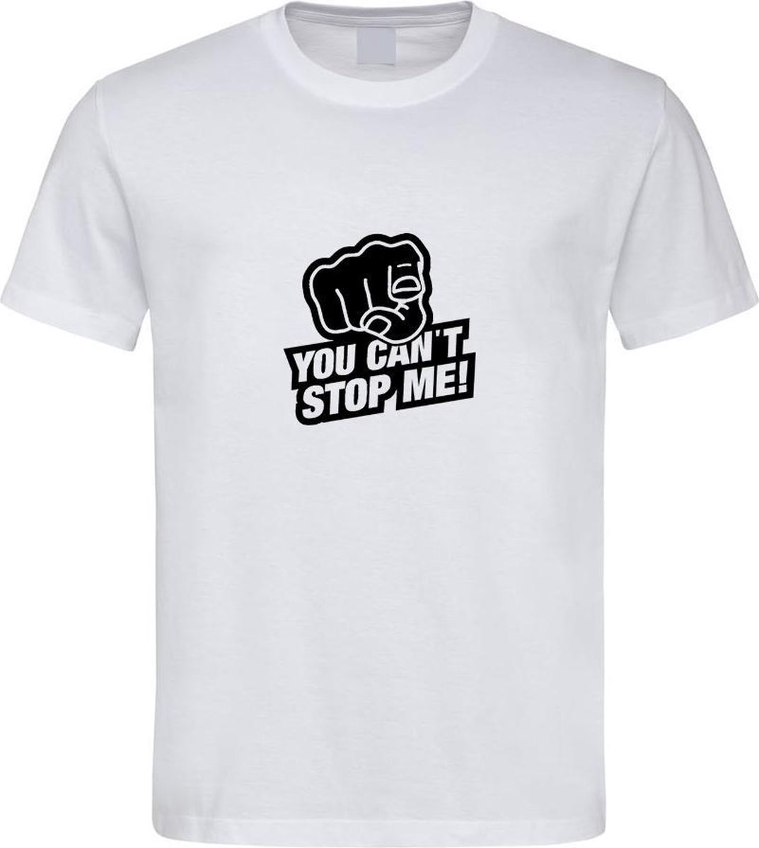 Wit T-Shirt met “You Can't stop Me “ print Zwart Size L