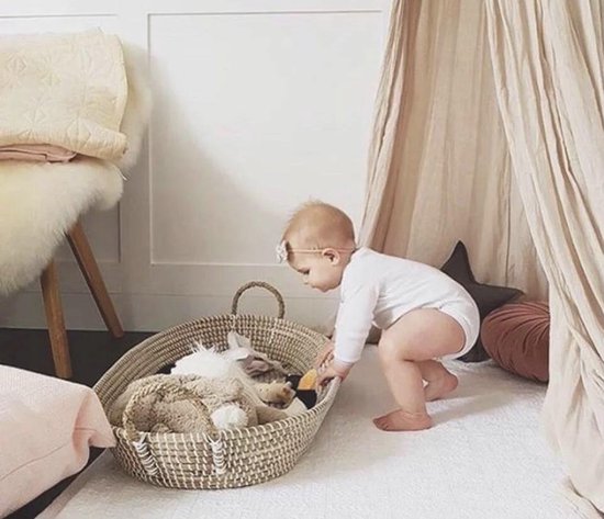 Grote verschoonmand - Inclusief dik matras - Zeegras - Verschoningsmand - Changing basket - Babykamer - Mozes mand
