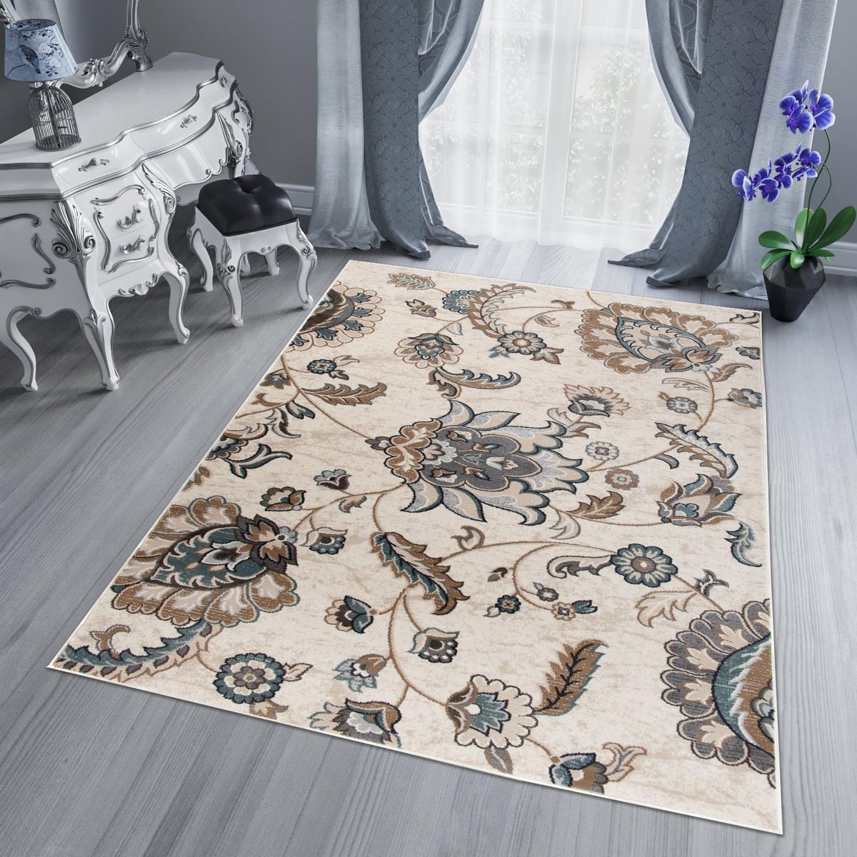 Tapiso Dubai Vloerkleed Oriental Gebloemd Oosters Tapijt Maat- 120x170