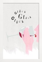 JUNIQE - Poster in houten lijst Glück Glück Glück -40x60 /Ivoor & Roze