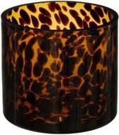 Cheetah kandelaar massief amber glas d12 h11- waxinelichthouder- kaarsen- home&lifestyle-