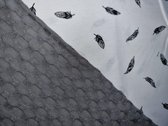 Boxopbergzak - grijs - met witte voering met veertjesmotief - 60 x 50 cm