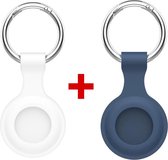 Duo Pack Cicon AirTag Sleutelhanger - Airtag Hoesje - Airtag Case - Airtag hanger - Wit - Navy blauw