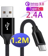 3x USB-C Data- en Laadkabel 1M - 2.4A Snellader Kabel - Fast en Quick Charge Oplaadkabel - Type C Naar USB-A - Oplaadsnoer Telefoon - Laptop - Samsung Galaxy en Note - Sony - OnePlus - Gevloc