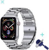 MY PROTECT® Luxe Metalen Armband Voor Apple Watch Series 1/2/3/4/5/6/7/8/SE 38/40/41mm Horloge Bandje - iWatch Schakel Polsband Strap RVS - Stainless Steel Watch Band - Zilver