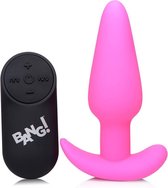 21X Vibrating Silicone Butt Plug with Remote Control - Pink