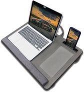 Laptoptafel met Kussen en Polssteun – 2 Muismatten – Donker Eiken – Laptop standaard voor laptops t/m 17 inch – Laptop tafel – Computertafel – Laptopkussen – Laptophouder – Bedtafe
