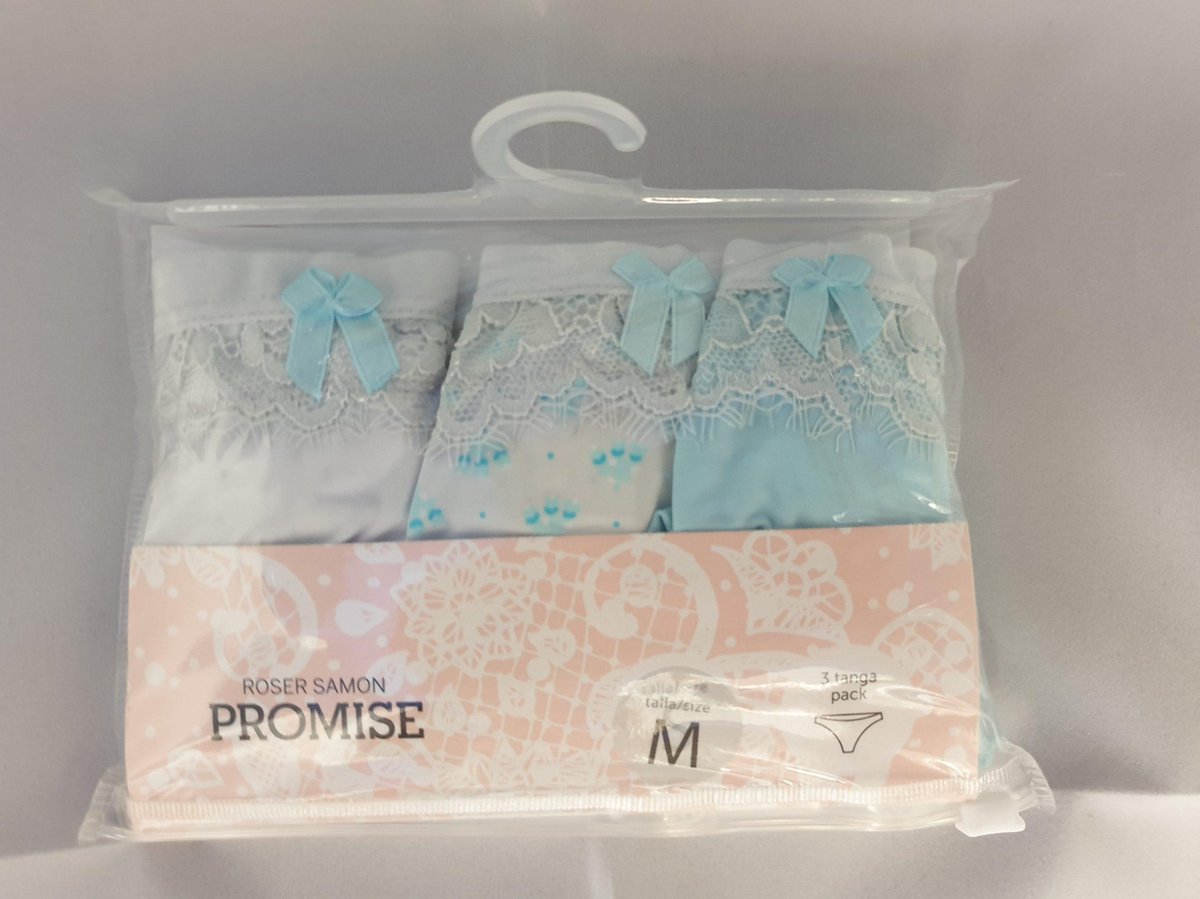 Promise - Sweet Basics String 3-Pack Blauw - maat L - Blauw/Grijs